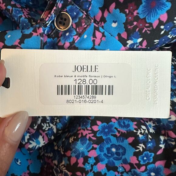 Joelle Blue/Pink, Floral Print, Long Sleeve, Button Up, Shirt Dress NWT- L - Picture 3 of 9